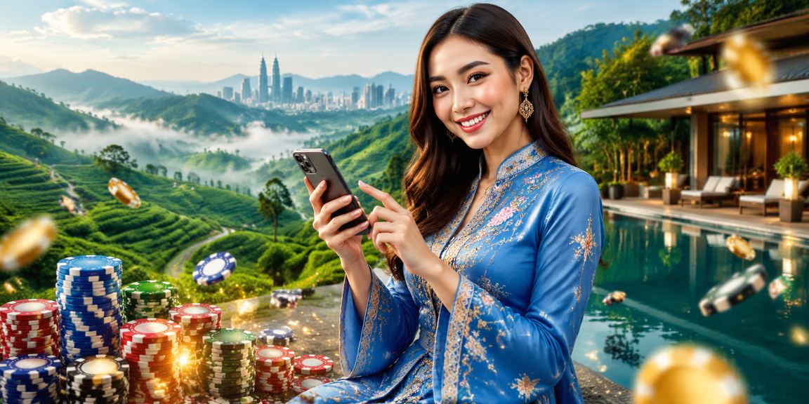 Pemain slot Malaysia bergaya baju kurung menikmati permainan dengan promosi mrt3